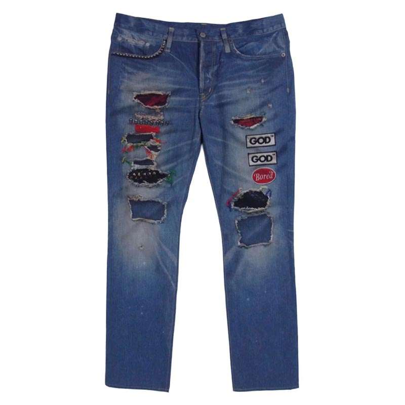 ヒステリックグラマー 02182AP06 GOD PATCH DENIM pt スリムストレート PT 転写 デニム パンツ 買取実績 画像