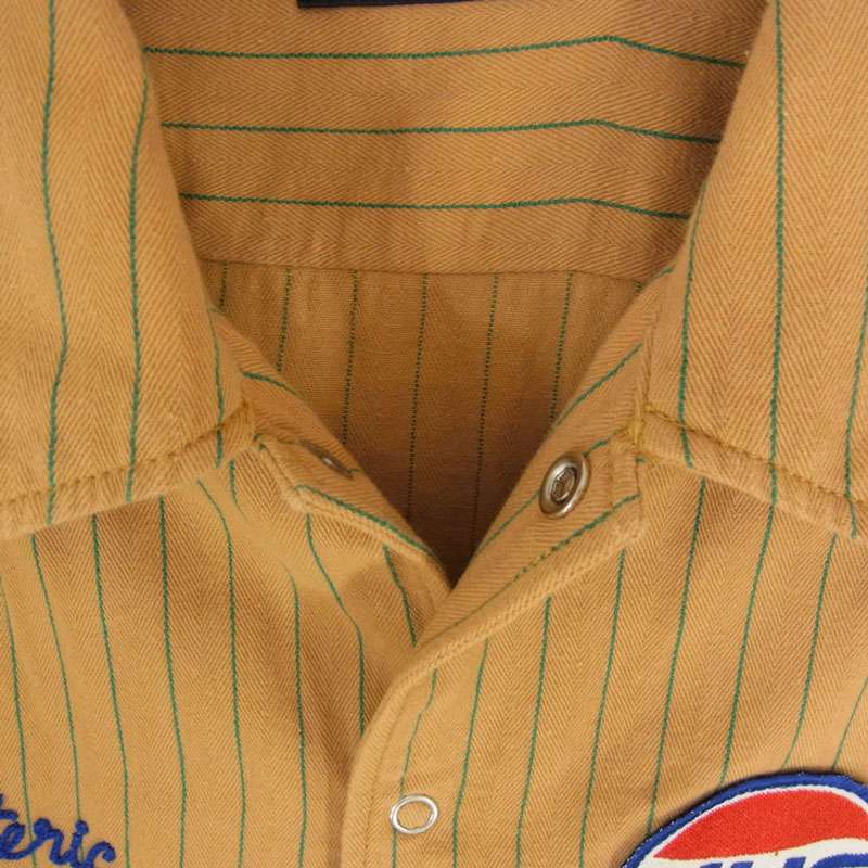 ヒステリックグラマー 02231AH05 HYS BOTTLERS ボトルロゴ ワッペン エンジニア ストライプ 長袖 シャツ 買取実績 画像