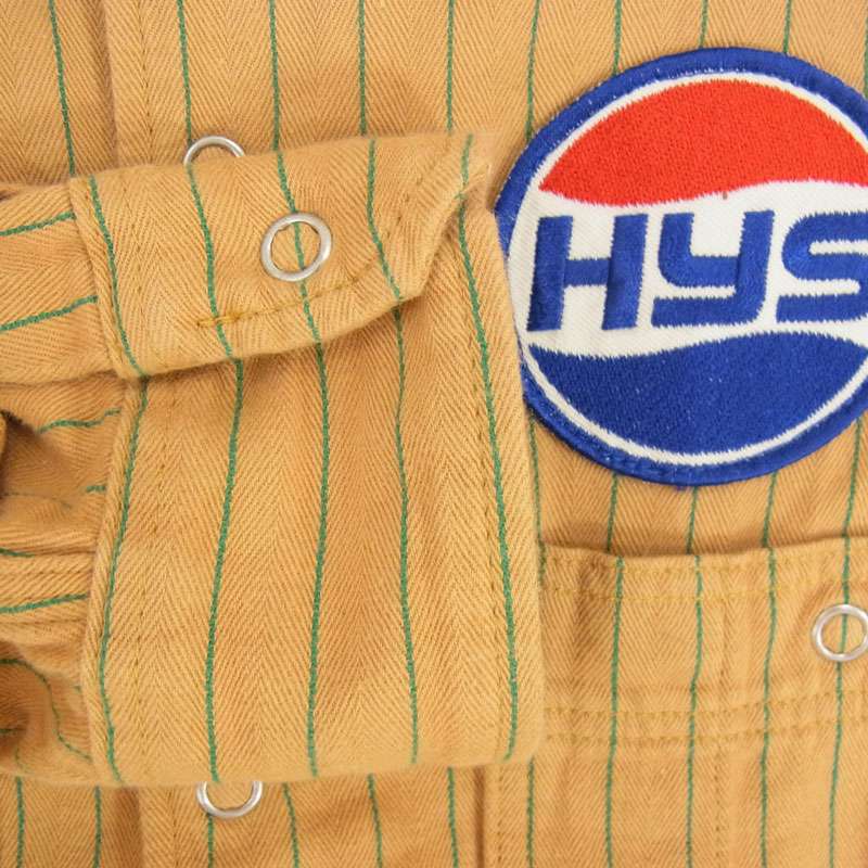 ヒステリックグラマー 02231AH05 HYS BOTTLERS ボトルロゴ ワッペン エンジニア ストライプ 長袖 シャツ 買取実績 画像