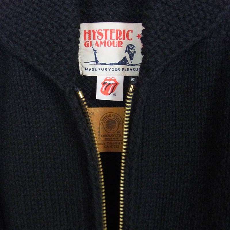 ヒステリックグラマー 0223ND01 CANADIAN SWEATER カナディアンセーター ROLLING STONES TANG ローリングストーンズ タン 編込 カウチン ニット ジップアップ ジャケット 買取実績 画像