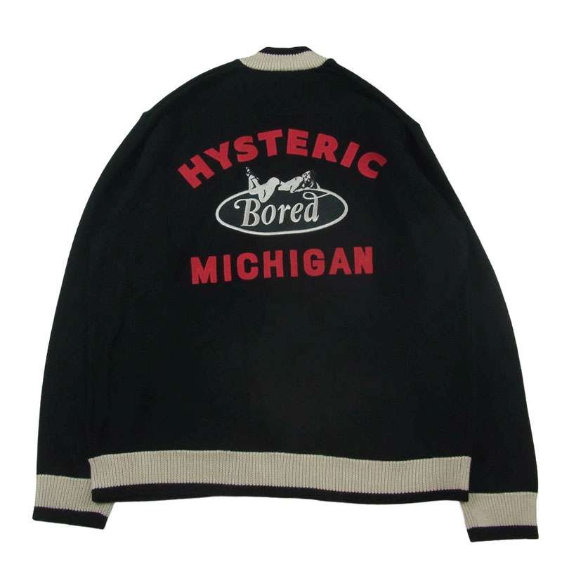 ヒステリックグラマー 02253NJ01 BORED MICHIGAN 刺繍 ジャンパー ジップアップ ニット ジャケット ブルゾン 買取実績 画像