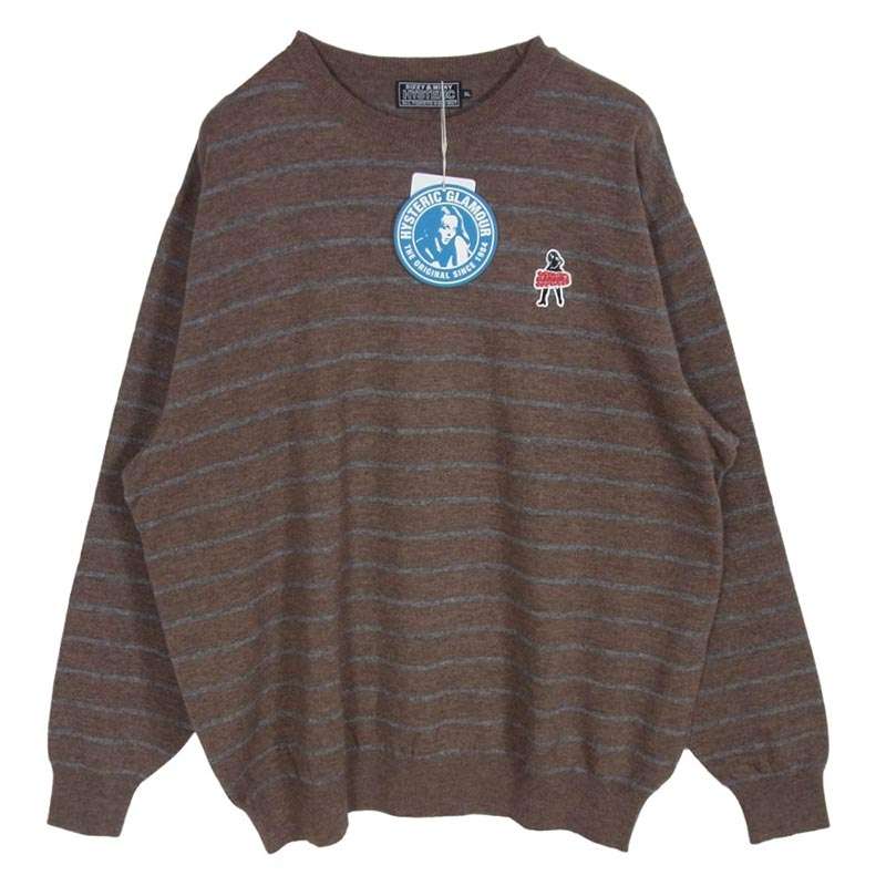 ヒステリックグラマー 24AW 02243NS14 GLAMOUR VIXEN GIRL ビクセンガール ワッペン ボーダー ニット セーター 買取実績 画像