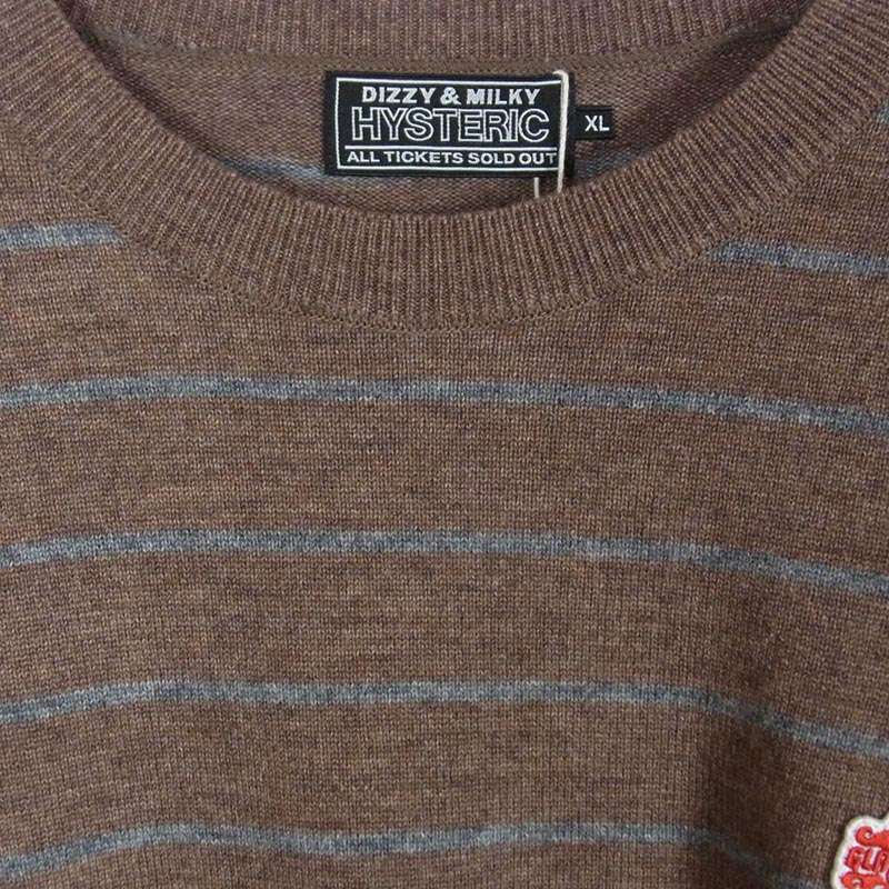 ヒステリックグラマー 24AW 02243NS14 GLAMOUR VIXEN GIRL ビクセンガール ワッペン ボーダー ニット セーター 買取実績 画像