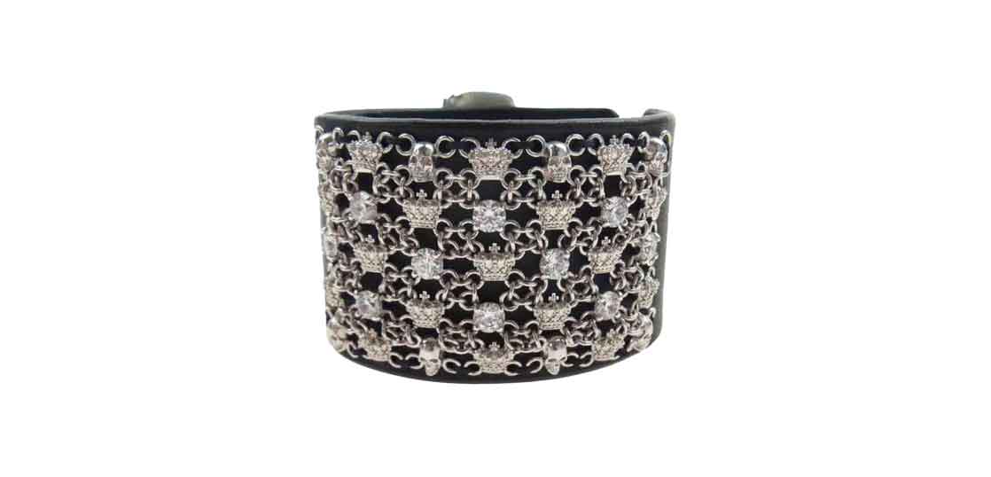 ジャスティンデイビス BBB008 清春 クラウン スカル ストーン レザー ブレスレット ブラック買取実績