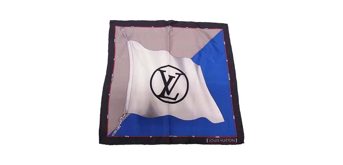 ルイヴィトン スカーフ MP1676 ブルー ポシェット・LVサークルフラッグ 買取実績