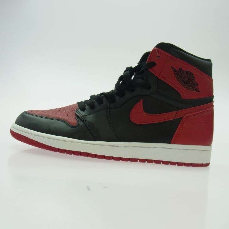 ナイキ 555088-001 【フェイクバスターズ鑑定済】Air Jordan 1 Retro High OG Bred Banned エアジョーダン 1 レトロ ハイ OG ブレッド ハイカット スニーカー 買取実績 画像