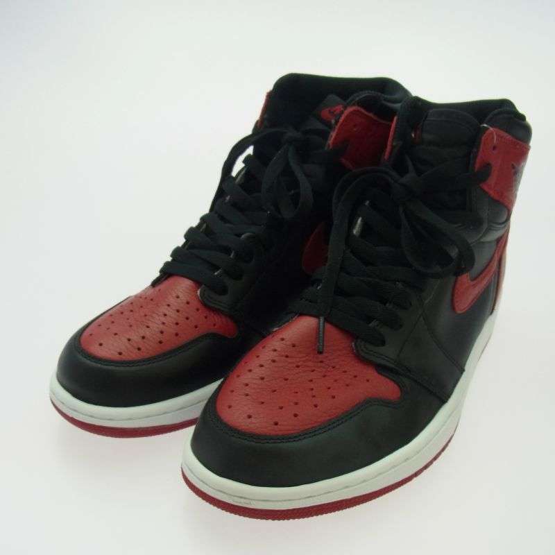 ナイキ 555088-001 【フェイクバスターズ鑑定済】Air Jordan 1 Retro High OG Bred Banned エアジョーダン 1 レトロ ハイ OG ブレッド ハイカット スニーカー 買取実績 画像