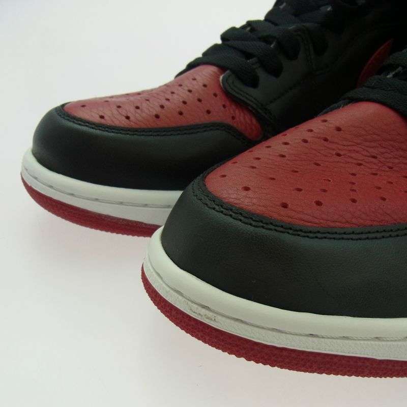 ナイキ 555088-001 【フェイクバスターズ鑑定済】Air Jordan 1 Retro High OG Bred Banned エアジョーダン 1 レトロ ハイ OG ブレッド ハイカット スニーカー 買取実績 画像