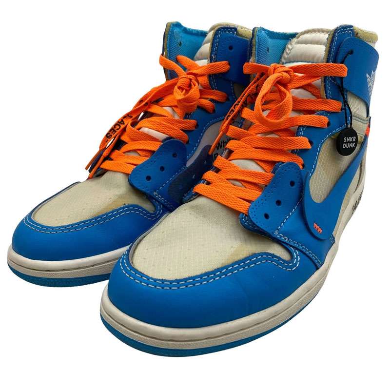 ナイキ AQ0818-148 フェイクバスターズ鑑定済 Off-White Air Jordan 1 High UNC オフホワイト エアジョーダン1 ハイカット スニーカー 買取実績 画像