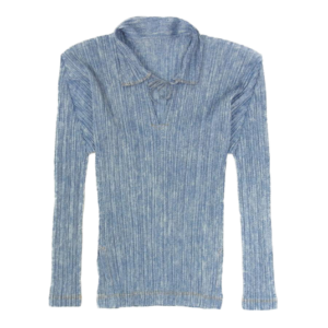 プリーツプリーズ イッセイミヤケ プリーツ加工 デニム転写プリント プルオーバー ブラウス 買取実績