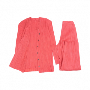 プリーツプリーズ プリーツ加工 綾織転写総柄 3ピースセットアップ 買取実績