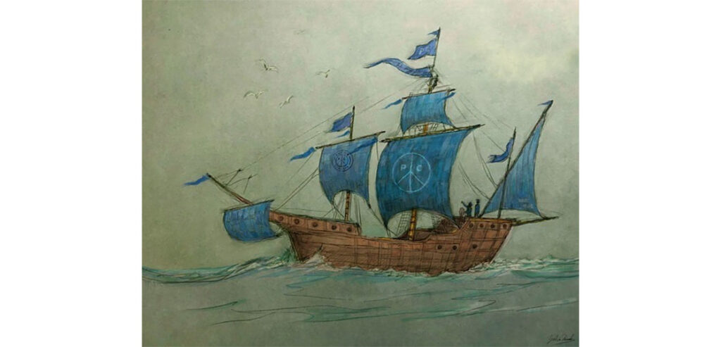 ポータークラシック 銀座 リニューアルオープン 種田洋平が描いた帆船のイメージ画 画像