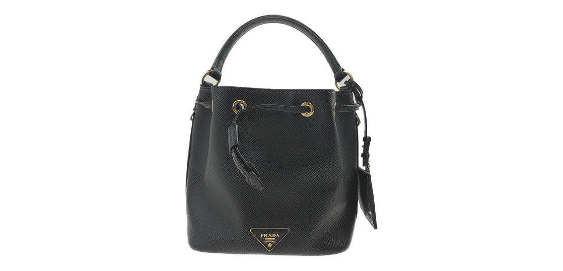 プラダ ハンドバッグ 1BE032 サフィアーノ レザー 巾着 ロゴ 2way バケット ショルダー 買取実績