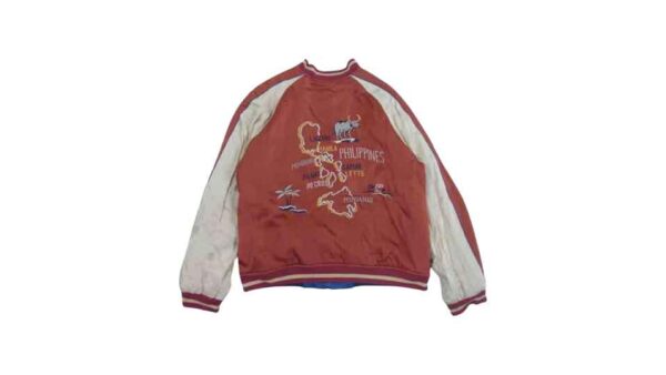 リアルマッコイズ MJ20026 明仙縫製 フィリピン スカ ジャケット サテン×サテン エンジ ブルー 買取実績