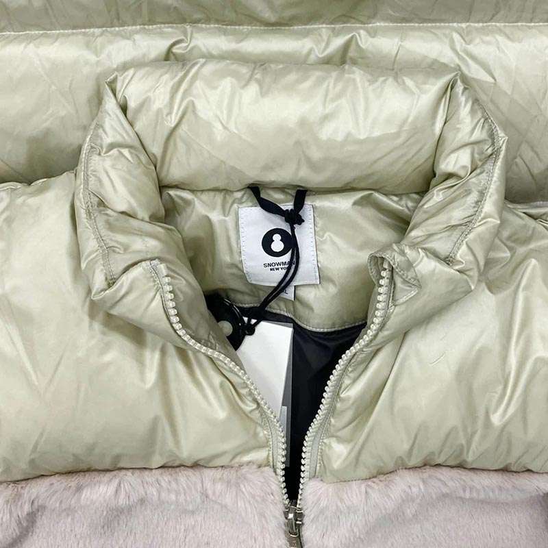 AKM × SNOWMAN スノーマン BOND SILVERGREY CREAM フェイクファー 切替 ダウンジャケット 買取実績 画像