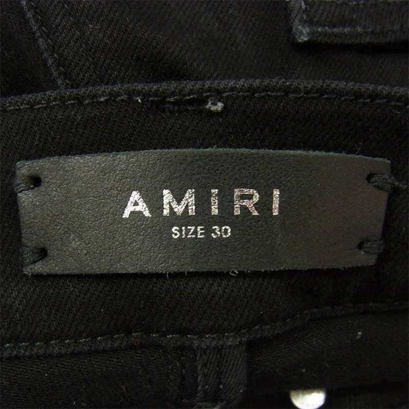 アミリ ダメージ加工 ボタンフライ ストレッチ スキニー デニム パンツ ブラック系 買取実績 画像