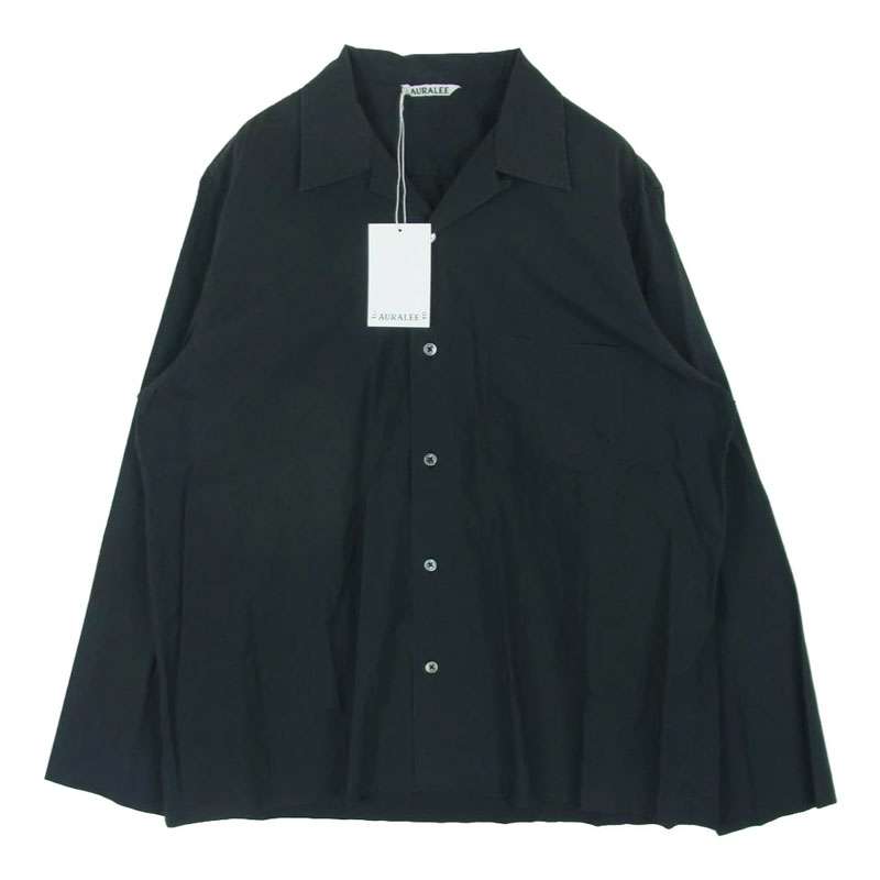 オーラリー 17SS A7SS01WC SELVEDGE WEATHER CLOTH OPEN COLLARED SHIRTS セルビッチ ウェザークロス オープンカラー 長袖 シャツ 買取実績 画像