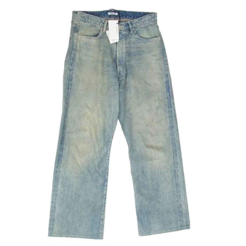 オーラリー 23AW A23AP02DE SELVEDGE FADED LIGHT DENIM PANTS ユーズド加工 ストレートデニムパンツ 買取実績 画像