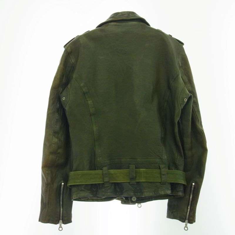 バックラッシュ 1498-03 ×maxsix マックスシックス別注 JAPAN CALF FLEET WOOD ジャパンカーフ製品染め タンニン染め セミダブル ライダースジャケット 買取実績 画像