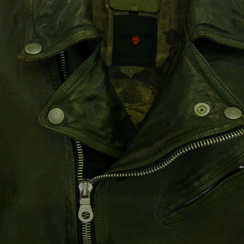 バックラッシュ 1498-03 ×maxsix マックスシックス別注 JAPAN CALF FLEET WOOD ジャパンカーフ製品染め タンニン染め セミダブル ライダースジャケット 買取実績 画像