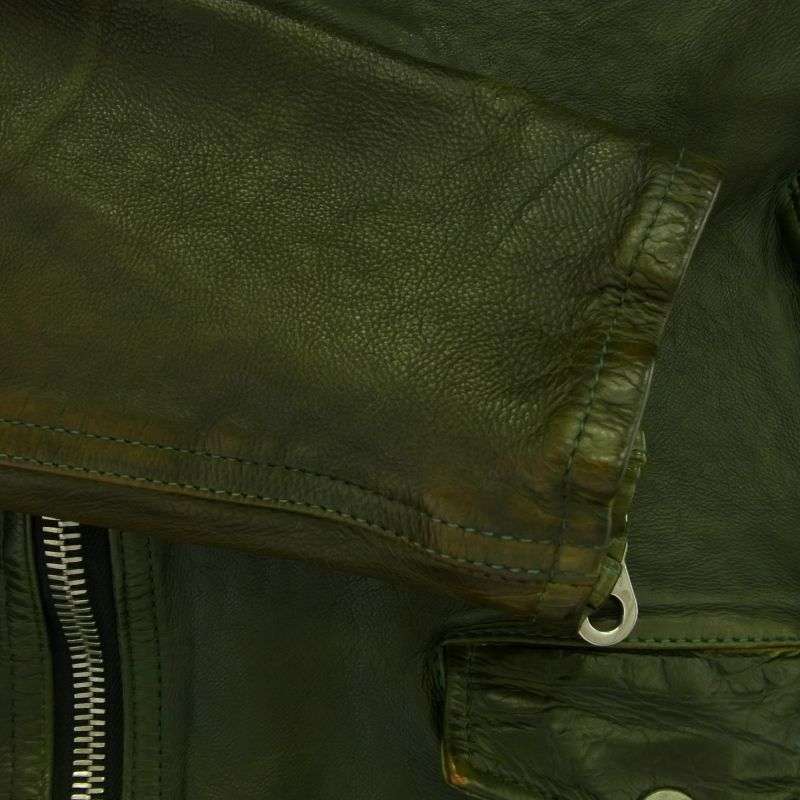 バックラッシュ 1498-03 ×maxsix マックスシックス別注 JAPAN CALF FLEET WOOD ジャパンカーフ製品染め タンニン染め セミダブル ライダースジャケット 買取実績 画像