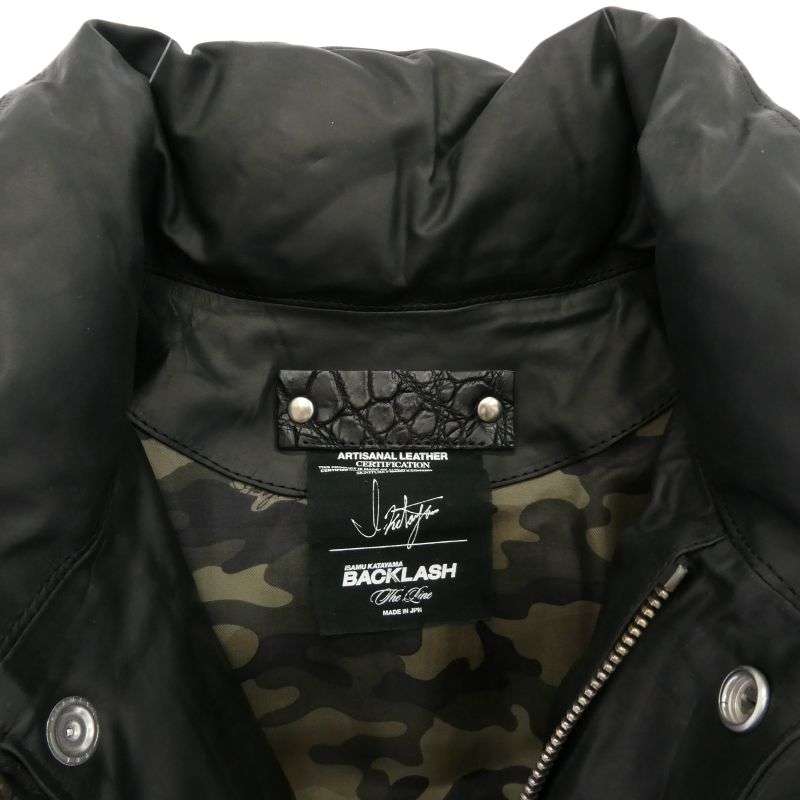 バックラッシュ T-032 THE LINE GUIDI CALF Vitello Fiore + POLISH WHITE GOOSE DOWN JACKET SILVER925パーツ グイディカーフ ホワイトグース レザー ダウンジャケット 買取実績 画像