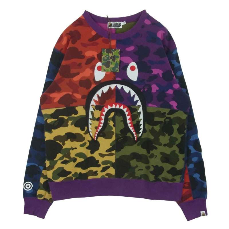 アベイシングエイプ 1F30113006 MIXCAMO SHARK CRAZYWIDE SWEAT ミックスカモ シャーク クレイジー クルーネック スウェット 買取実績 画像