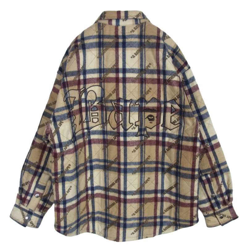 アベイシングエイプ 23AW 001HJJ801059I LOGO CHECK PATTERN PADDED FLANNEL SHIRT JACKET ロゴ チェック フランネル シャツ ジャケット 買取実績 画像