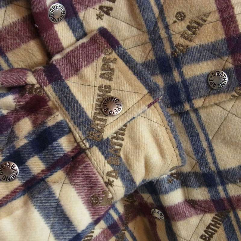 アベイシングエイプ 23AW 001HJJ801059I LOGO CHECK PATTERN PADDED FLANNEL SHIRT JACKET ロゴ チェック フランネル シャツ ジャケット 買取実績 画像