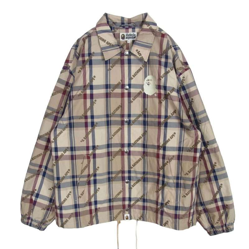 アベイシングエイプ 25SS 001LJJ801052I Logo Check Pattern Coach Jacket ロゴ チェックパターン コーチジャケット 買取実績 画像