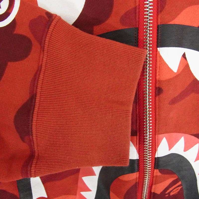 アベイシングエイプ Color Camo Shark Crew Sweatshirt ZIP カラーカモ シャークプリント カモフラ クルーネック スウェット フロント リアル ジップ ポケット 買取実績 画像