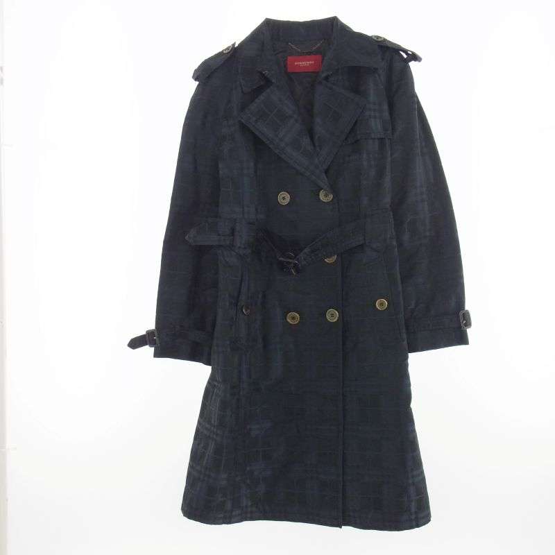 バーバリー ロンドン キュプラ Pコート チェック レッド 未使用級 BURBERRY LONDON バーバリーロンドン カシミヤ ロング