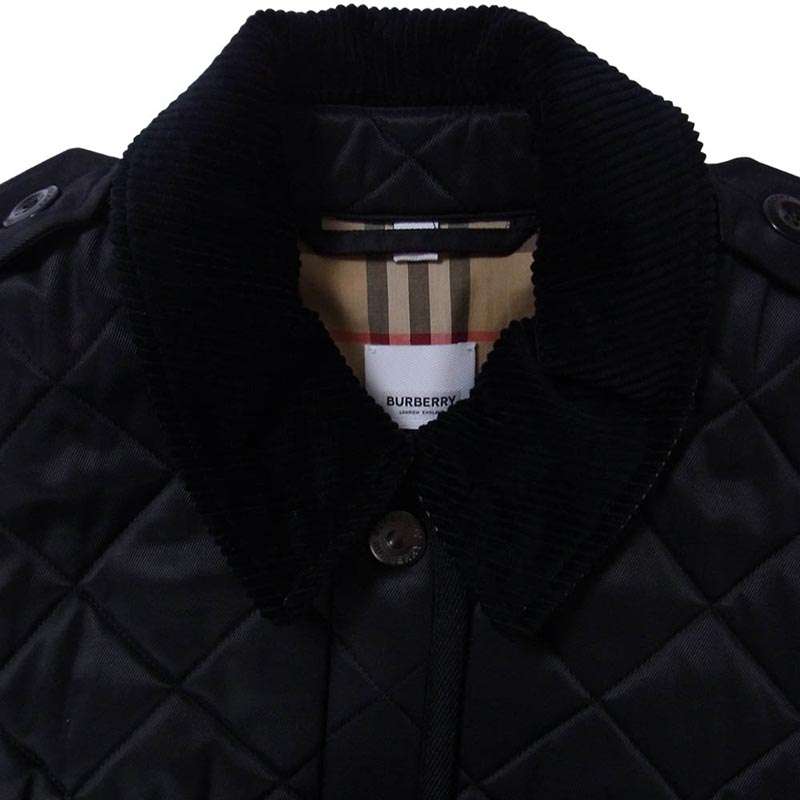 バーバリー ロンドン 8038326 2021 Future Archive カプセルコレクション 裏地ノバチェック 襟コーデュロイ キルティング切替 ベルテッド ハーフコート ジャケット 買取実績 画像