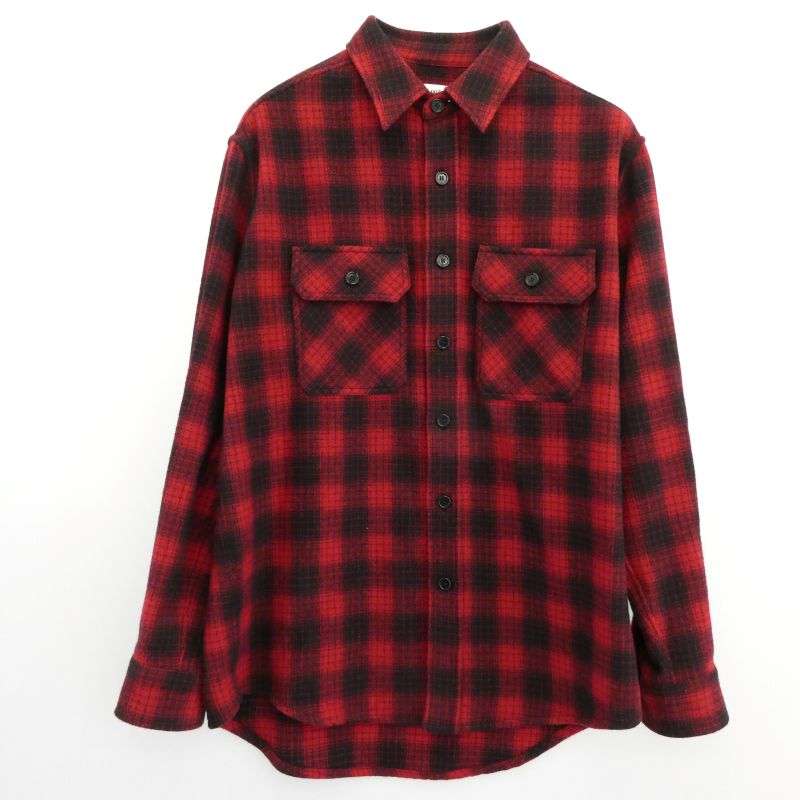 セリーヌ 22AW 2C574017F loose wool check shirt ルーズ チェック 長袖 シャツ 買取実績 画像