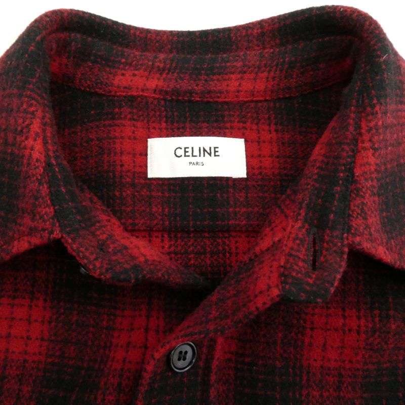 セリーヌ 22AW 2C574017F loose wool check shirt ルーズ チェック 長袖 シャツ 買取実績 画像