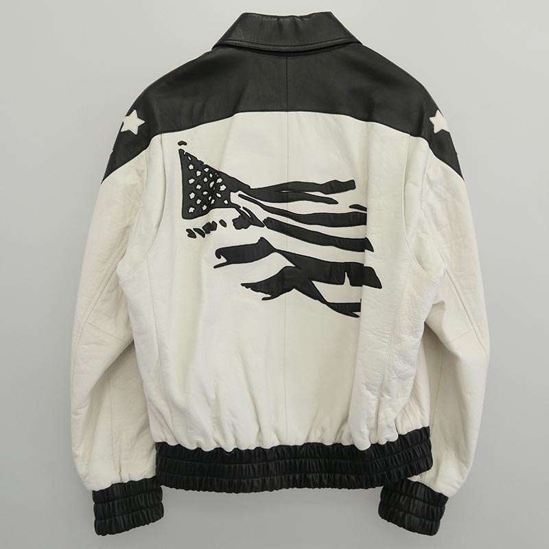 セリーヌ 22AW 2ED47577H by Hedi Slimane エディ期 SOFT LAMBSKIN FLAG TEDDY JACKET バイカラー ソフトラムスキン テディジャケット 買取実績 画像