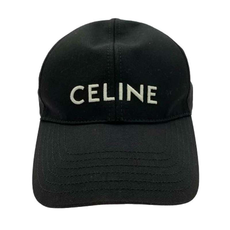 【美品】セリーヌ ベースボール ロゴ キャップ CELINE - CELINE セリーヌ キャップ サイズM ベージュ ベース