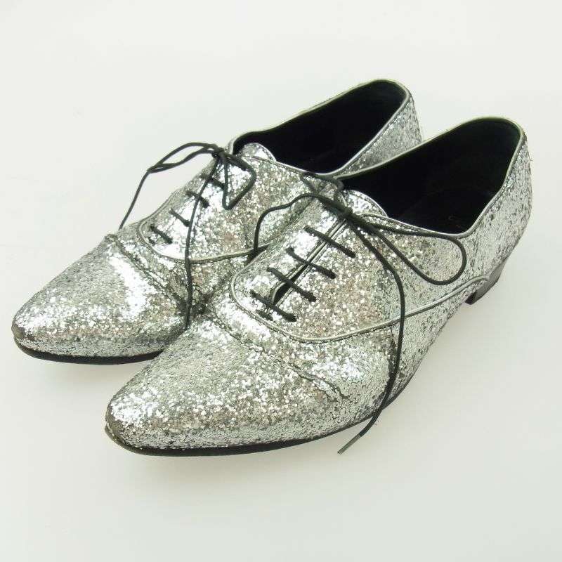 セリーヌ SA0199 グリッター ラメ ポインテッドトゥ レースアップ ドレス シューズ 買取実績 画像