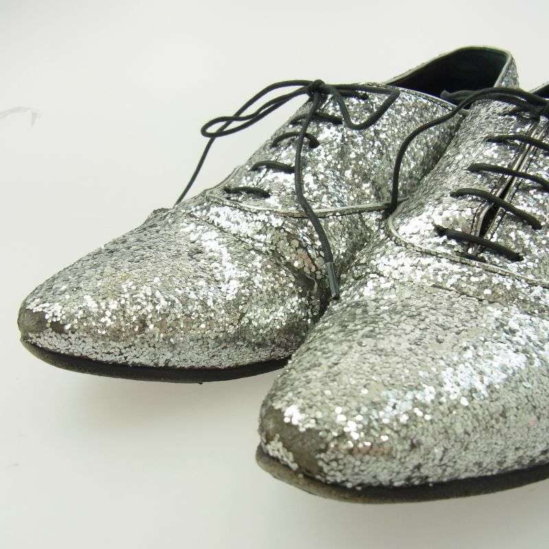 セリーヌ SA0199 グリッター ラメ ポインテッドトゥ レースアップ ドレス シューズ 買取実績 画像