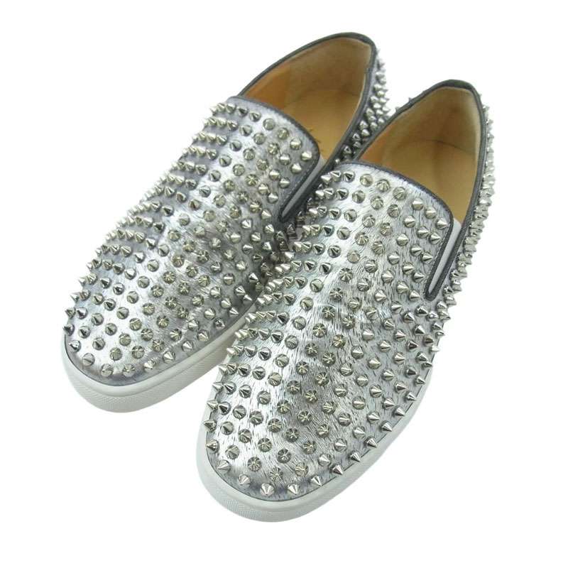 クリスチャンルブタン 1160512 ROLLER BOAT FLAT LAMINATO ANIMAL ローラーボート スタッズ スリッポン 買取実績 画像