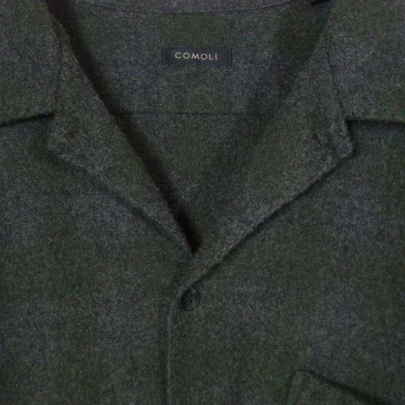 コモリ 20AW S03-02008 カシミヤ混ウール チェック オープンカラー シャツ 買取実績 画像
