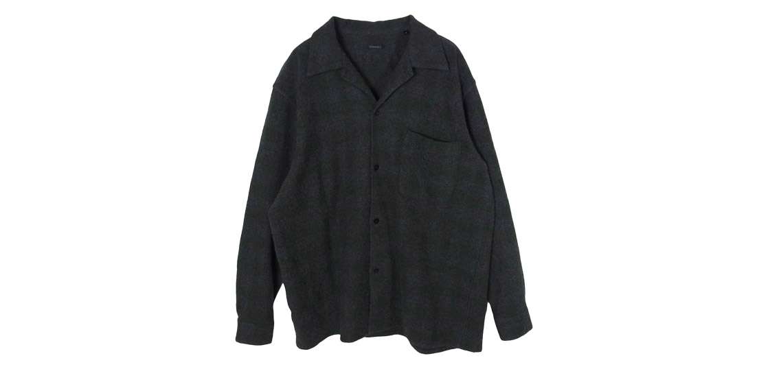 コモリ 20AW S03-02008 カシミヤ混ウール チェック オープンカラー シャツ 買取実績