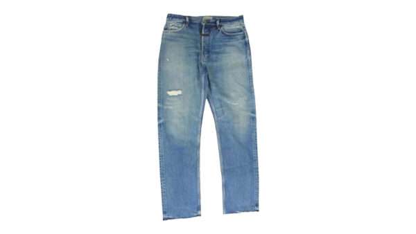 フィアオブゴッド フロントロゴパッチ カットオフ ダメージ テーパード デニム パンツ 買取実績