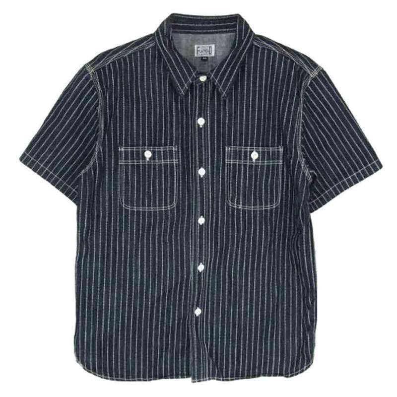 フラットヘッド FN-SDK-702S 10oz WABASH WORK SHORT SLEEVE SHIRT 10オンス デニム ウォバッシュ 半袖 ワークシャツ 尿素ボタン ドット抜染 買取実績 画像