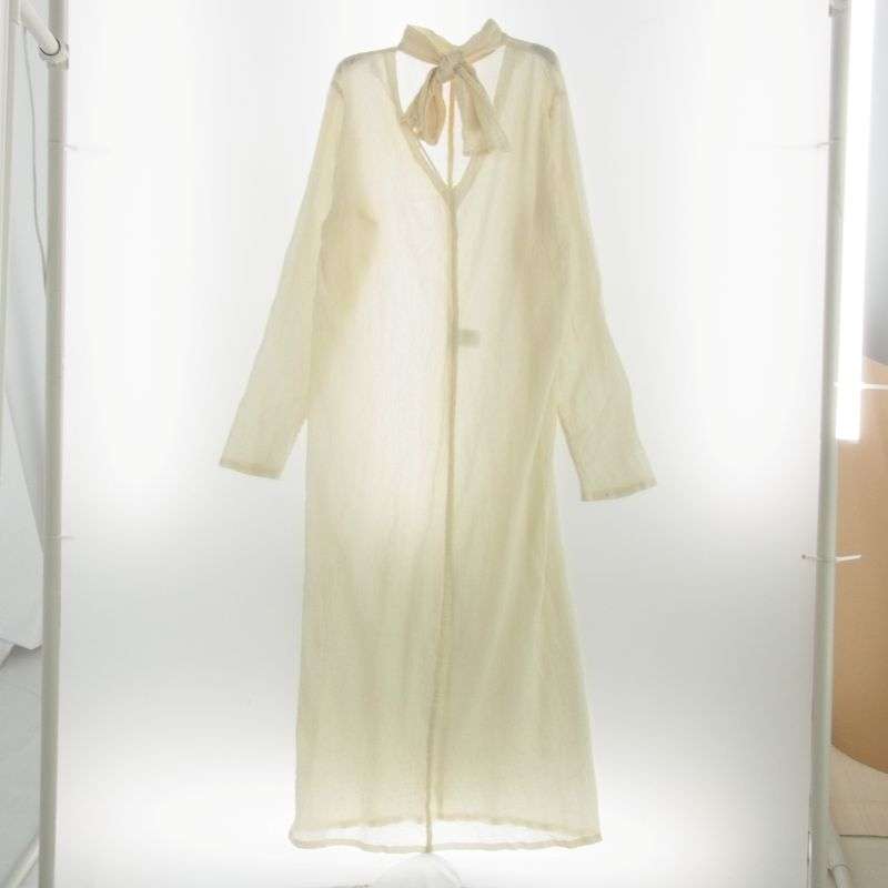 イッセイミヤケ 24AW IM43FH068 KARAMI WOOL DRESS Vネック ボウタイ ロング ワンピース 長袖 買取実績 画像