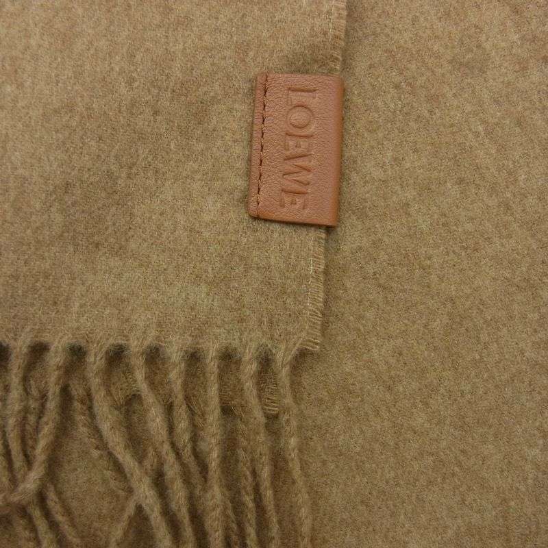 ロエベ F811257X68 CASHMERE MUFFLER ロゴレザー カシミヤ フリンジ マフラー スカーフ 買取実績 画像