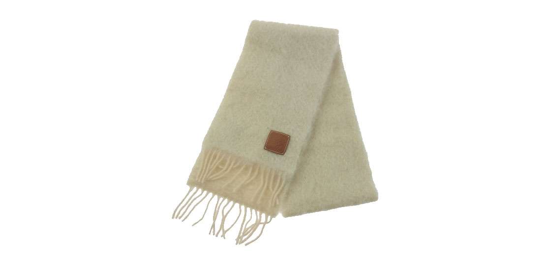 ロエベ ウール モヘヤ アナグラムロゴパッチ フリンジ マフラー 買取実績