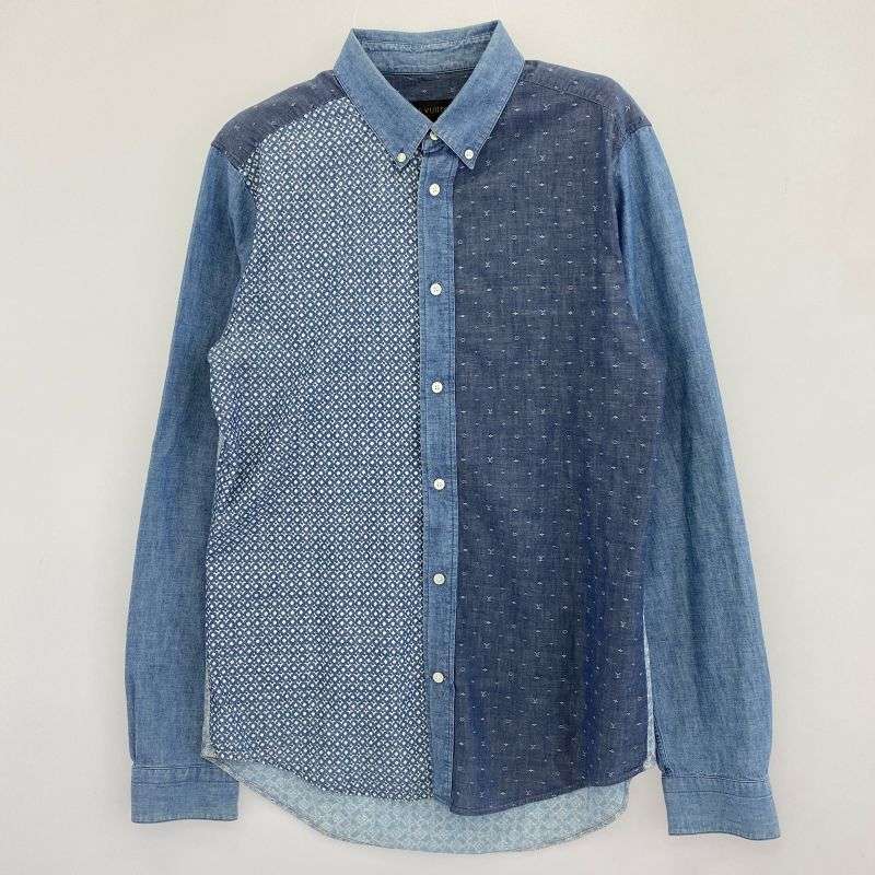 ルイヴィトン 総柄 モノグラム パッチワーク ボタンダウン デニム 長袖 シャツ 買取実績 画像