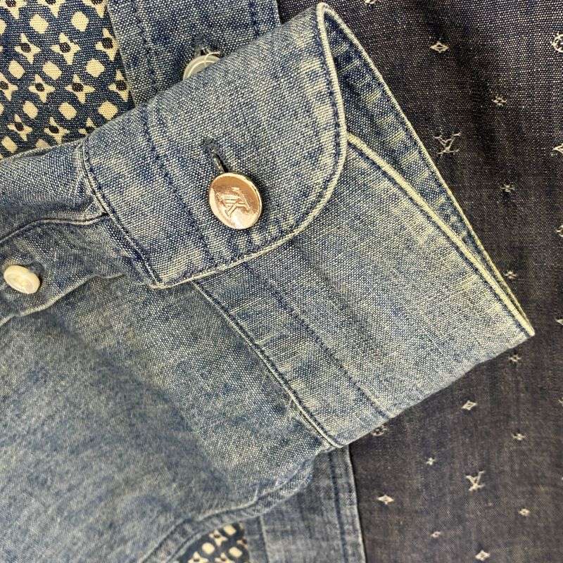 ルイヴィトン 総柄 モノグラム パッチワーク ボタンダウン デニム 長袖 シャツ 買取実績 画像