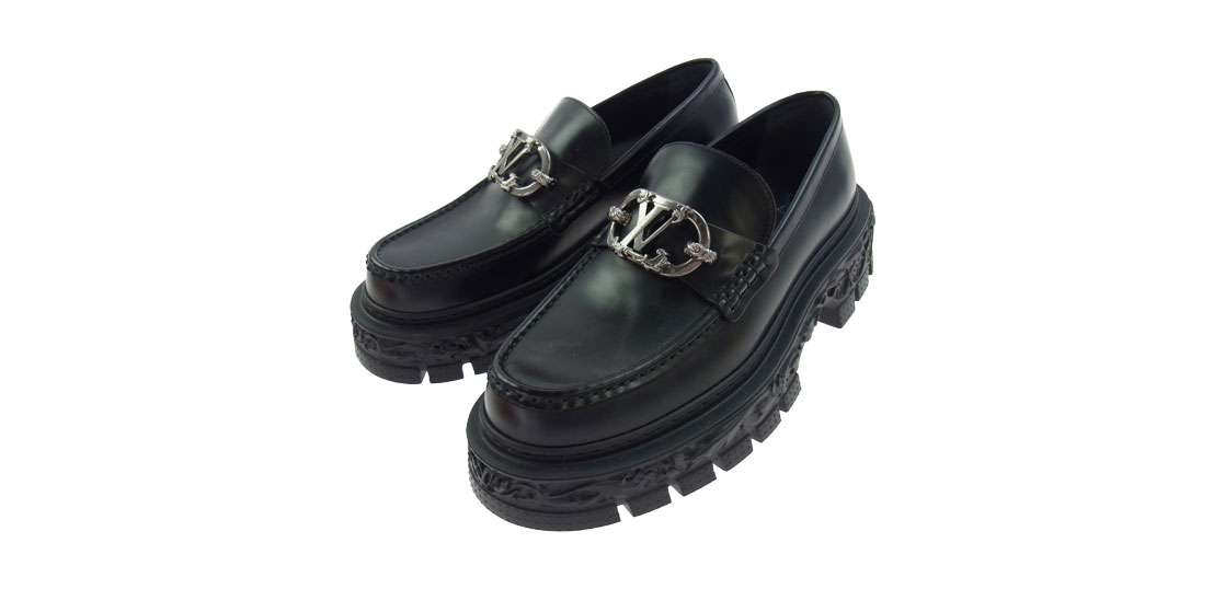 LOUIS VUITTON バロック・ライン　ローファー(美品) LOUIS VUITTON - ルイヴィトン バロックライン ロゴレザー厚底